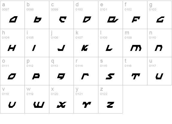 Nightrunner Extra-Condensed Italic lowercase a-z preview