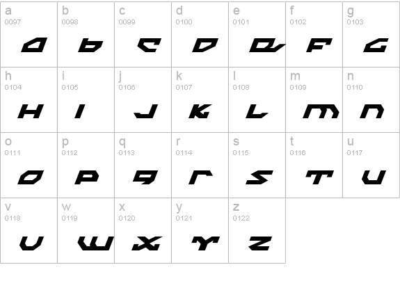 Nightrunner Italic lowercase a-z preview