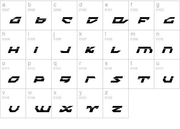 Nightrunner Laser Italic lowercase a-z preview