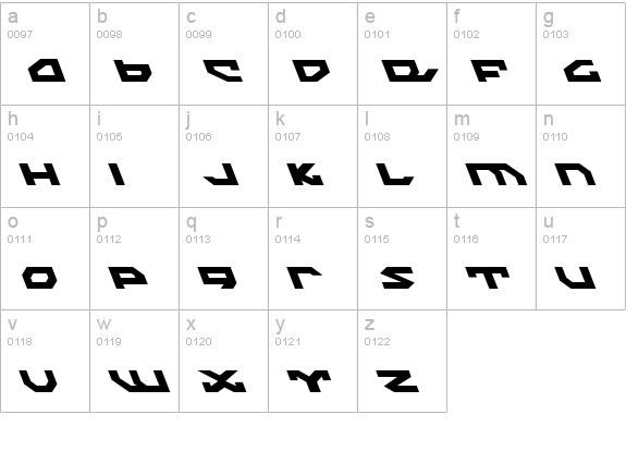 Nightrunner Leftalic lowercase a-z preview