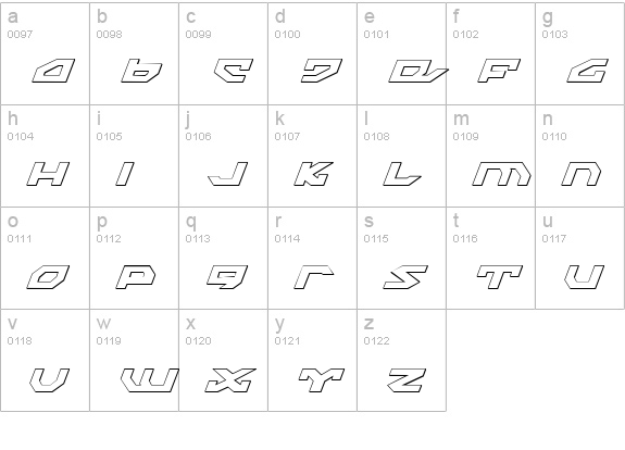 Nightrunner Shadow Italic lowercase a-z preview
