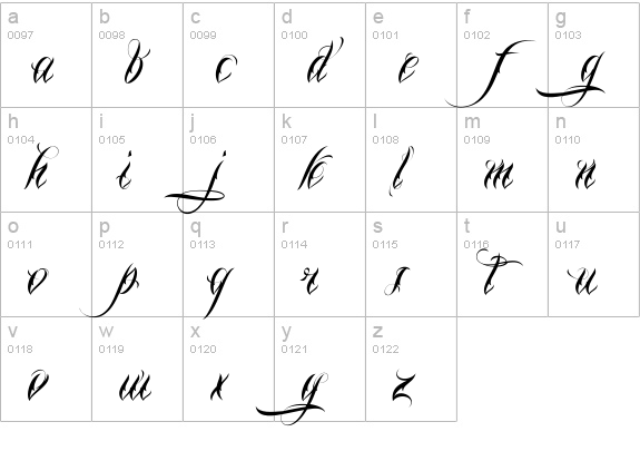 Nina Script Demo lowercase a-z preview