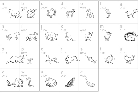 Nina's Animals lowercase a-z preview