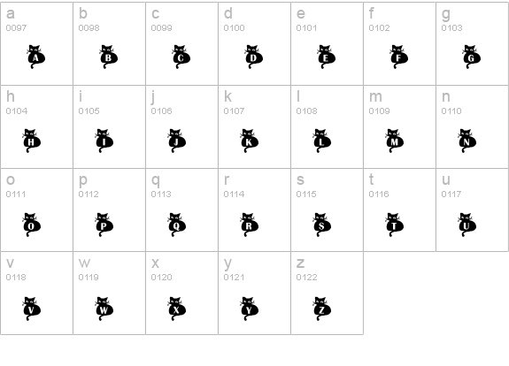 Nine Lives lowercase a-z preview