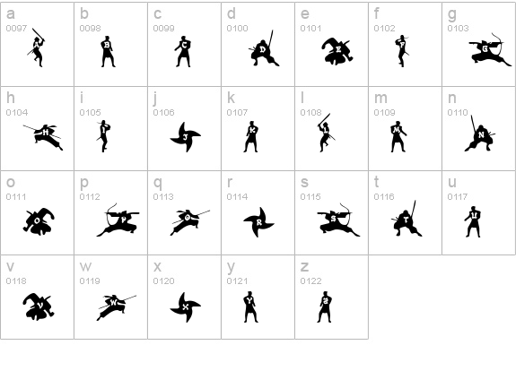 Ninjas lowercase a-z preview