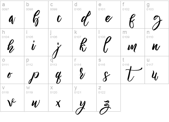 Nirmana SWASH Regular lowercase a-z preview