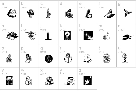 Noel Dingbats lowercase a-z preview