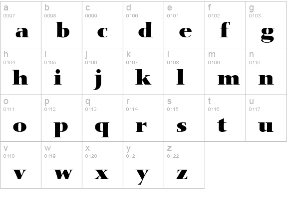 Nofret Bold lowercase a-z preview
