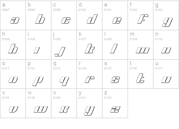 Nolo Contendre Shadow Italic lowercase a-z preview