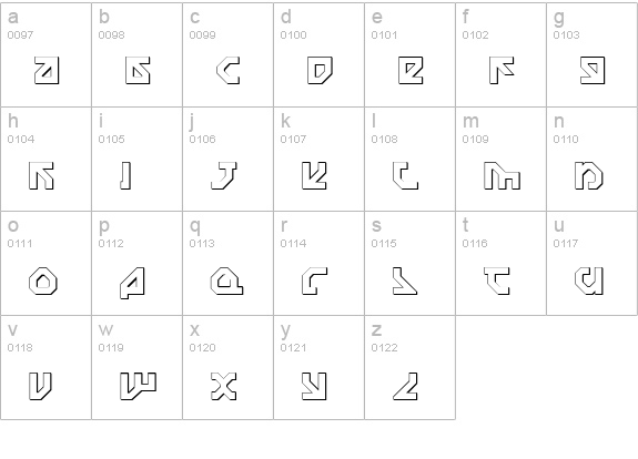 Nostromo 3D lowercase a-z preview