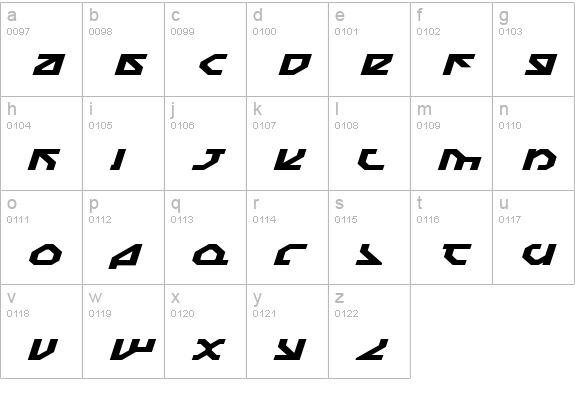 Nostromo Expanded Italic lowercase a-z preview