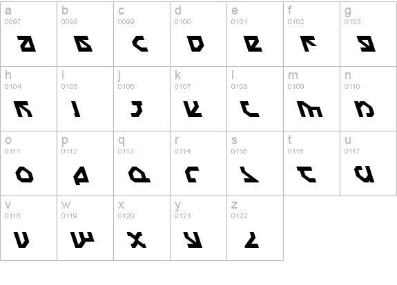 Nostromo Leftalic lowercase a-z preview