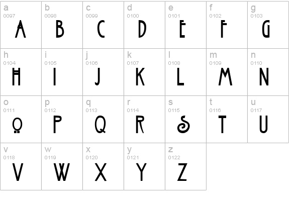 Nouveau Bold lowercase a-z preview