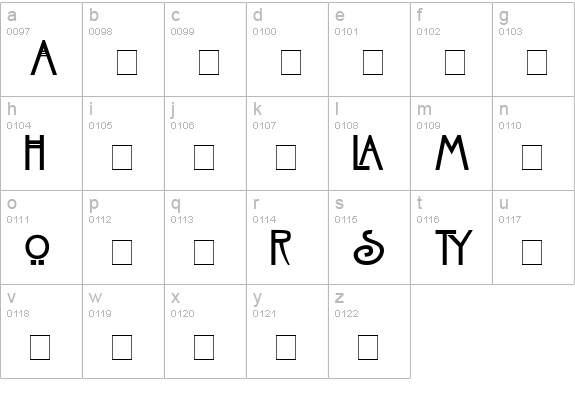 Nouveau Normal lowercase a-z preview