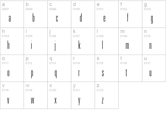 Nova Light Ultra SSi Thin Ultra Condensed lowercase a-z preview