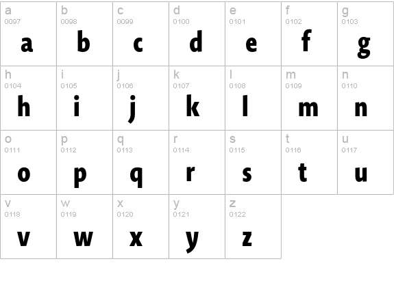 Novel SansCond Pro ExtraBold lowercase a-z preview