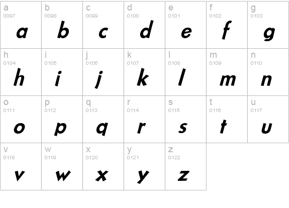 NuevoLitho PlainItalic lowercase a-z preview