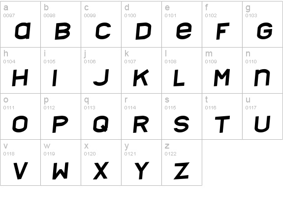 Nyctalopia tilt lowercase a-z preview