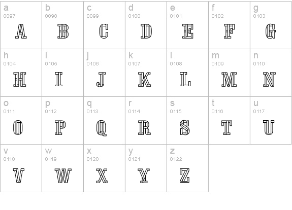 Oaktag Outline lowercase a-z preview