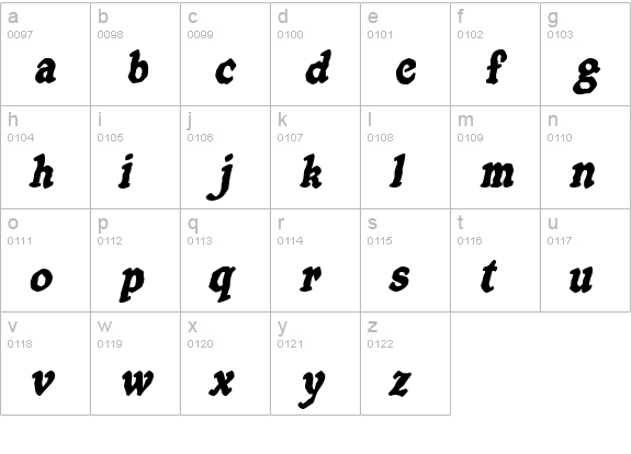 Oatmeal Italic lowercase a-z preview