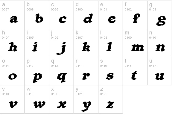 OatmealExtended Italic lowercase a-z preview