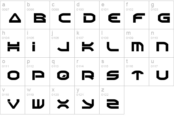 Oberon lowercase a-z preview