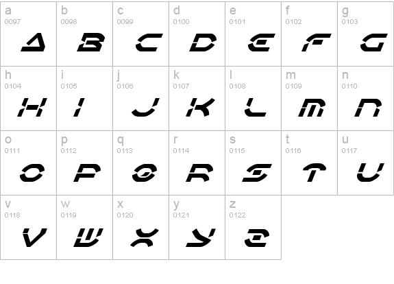 Oberon Deux Italic lowercase a-z preview