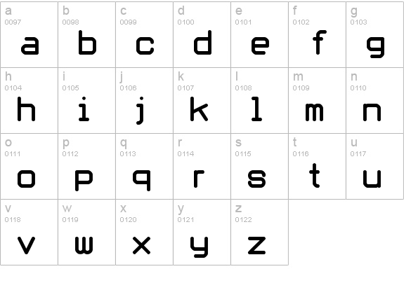 Oblivious font lowercase a-z preview