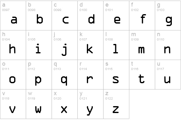 OCR-A-Regular lowercase a-z preview