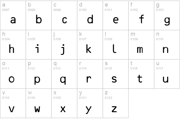 OCR-B-Regular lowercase a-z preview