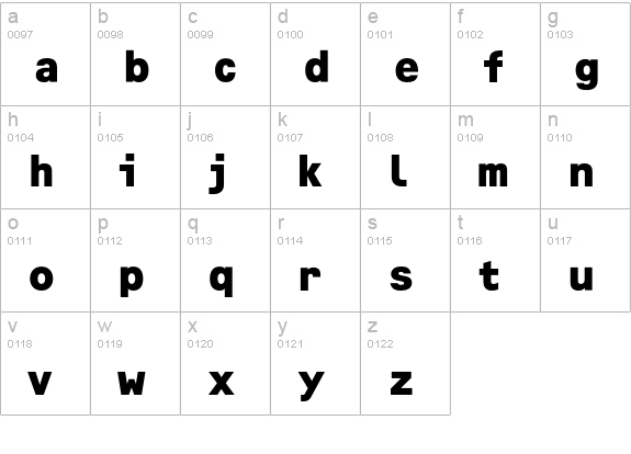 OCRF-Bold lowercase a-z preview