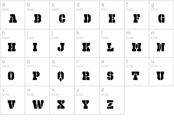 Octin Prison Bl lowercase a-z preview