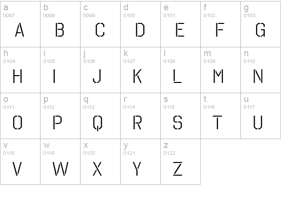 Octin Stencil Bk lowercase a-z preview