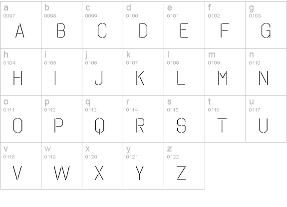Octin Stencil Lt lowercase a-z preview