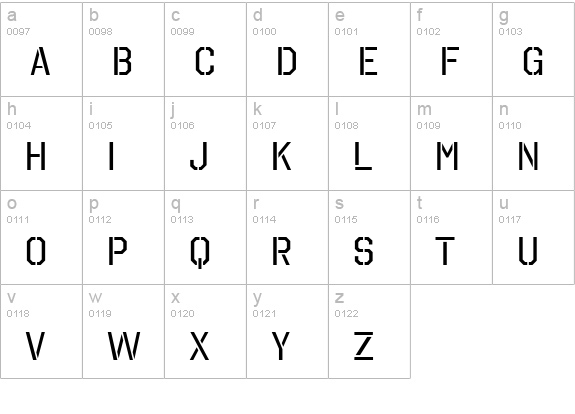 Octin Stencil Rg lowercase a-z preview