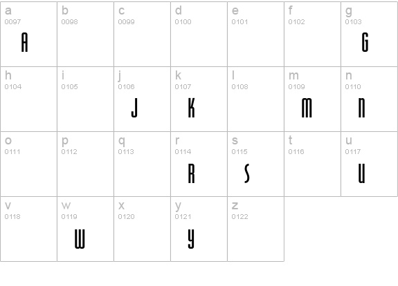 OdeonCondensedAlternate lowercase a-z preview