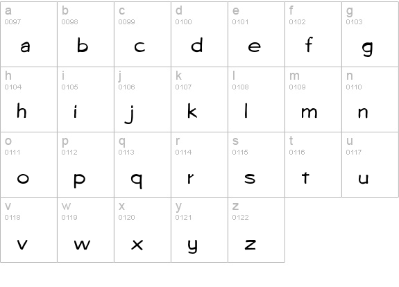 Oingee-Light lowercase a-z preview