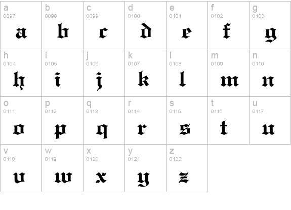 Old Cologne Regular lowercase a-z preview