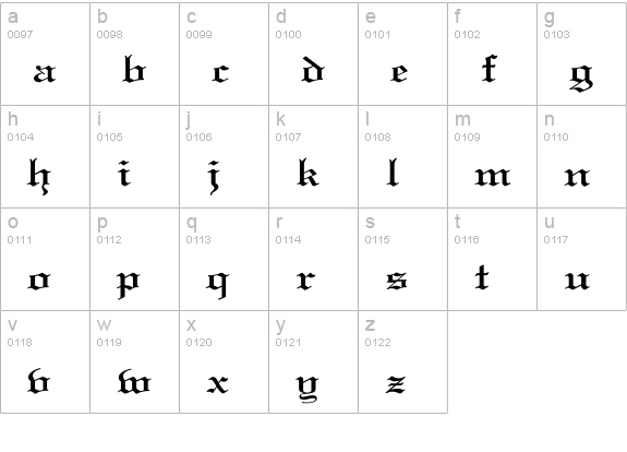 Old English Wd lowercase a-z preview