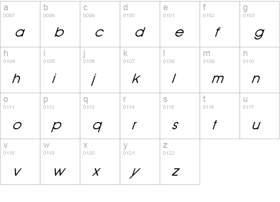Old Republic Italic lowercase a-z preview