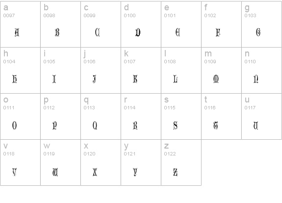 Older Regular lowercase a-z preview