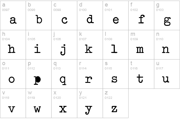 OldTypewriterEF-Bold lowercase a-z preview
