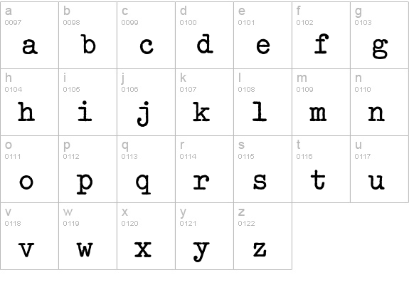 OldTypewriterEF-ExBold lowercase a-z preview