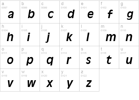 Olive Italic lowercase a-z preview