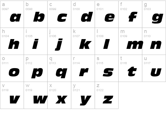 OliveAntiqueBlackExtItalic lowercase a-z preview