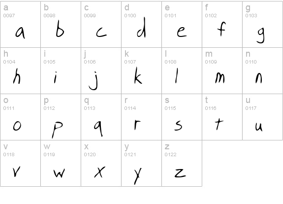 OlliesHand Regular lowercase a-z preview