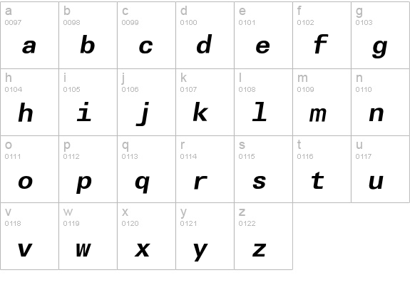 OlympiaEF-SemiBoldOblique lowercase a-z preview