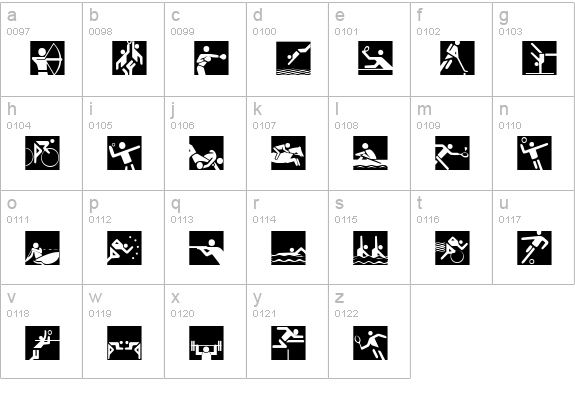 Olympicons 2 lowercase a-z preview