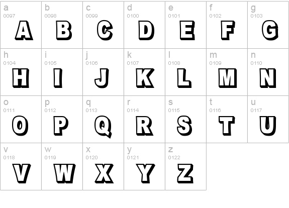 OMNIBLACK Outline lowercase a-z preview