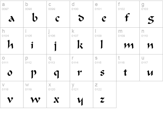 OndineEF lowercase a-z preview